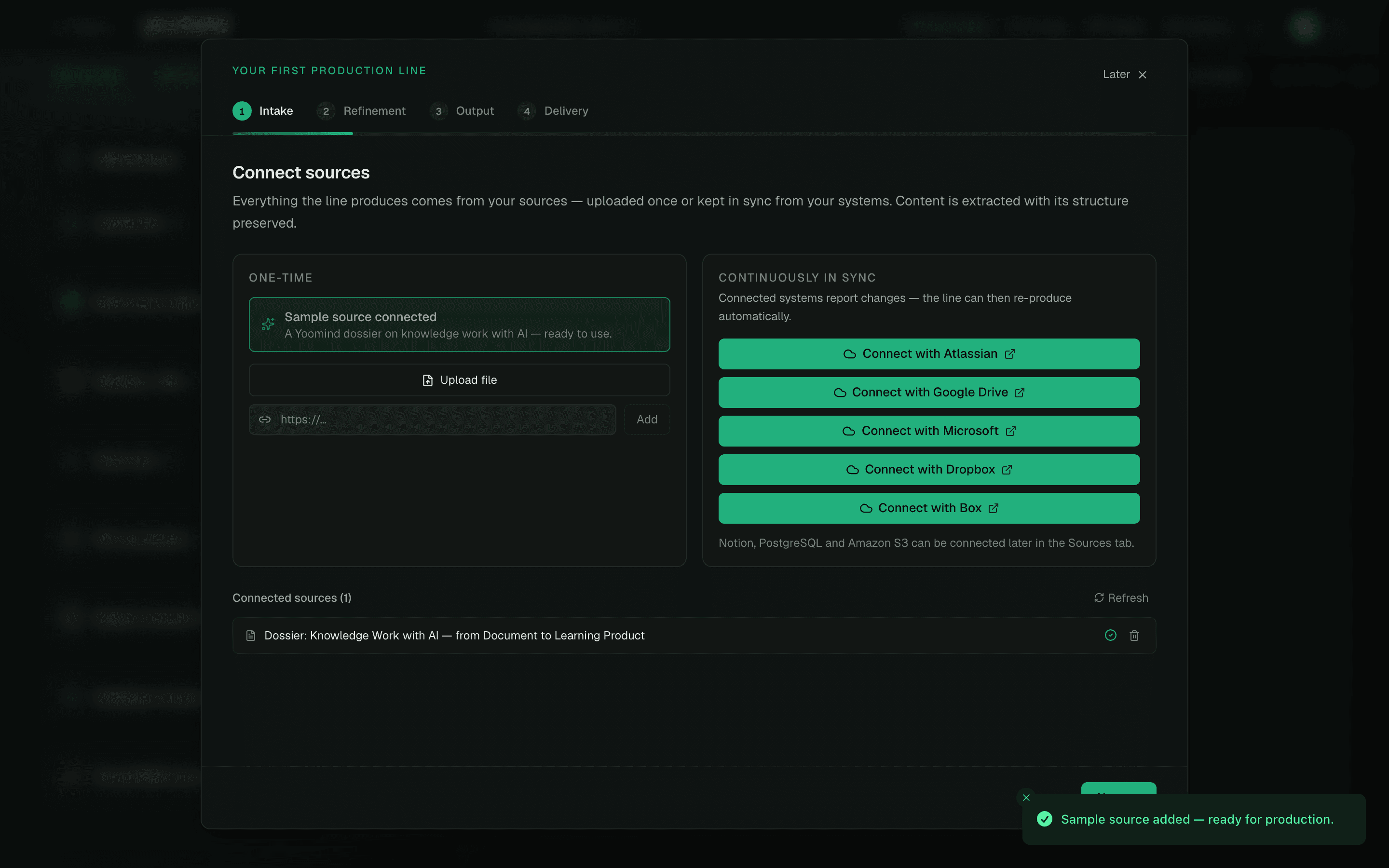 Yoomind Workbench – Connect sources